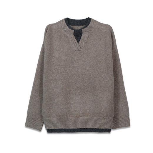 含羊毛假两件小V领毛衣-纪念日百货门店同款169450576 商品图4