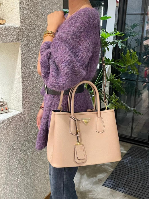 Prada Galleria 十字纹牛皮 奶茶色 小号 杀手包 商品图2
