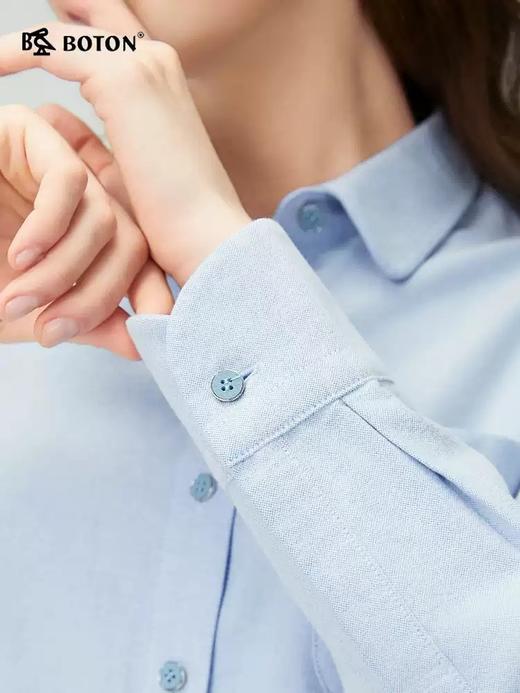 波顿女士秋冬季翻领净色磨毛长袖衬衫合身舒适百搭衬衣LS102325 商品图3
