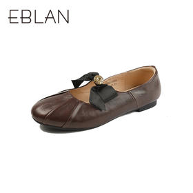 【上新】伊伴2026春季法式复古褶皱羊油皮鞋面软底玛丽珍B26132116