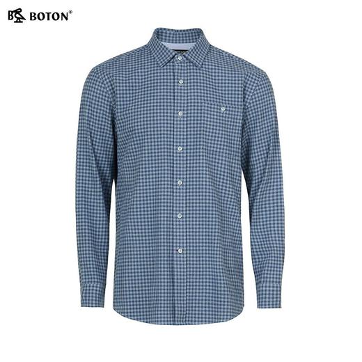 【抗菌防臭】波顿男士春秋冬季翻领中厚磨毛格子长袖衬衫修身简约百搭衬衣MS118325 商品图5