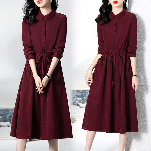 丁摩 连衣裙女新款春秋长袖贵夫人品牌高端洋气中年裙子5ZF-826 商品图2