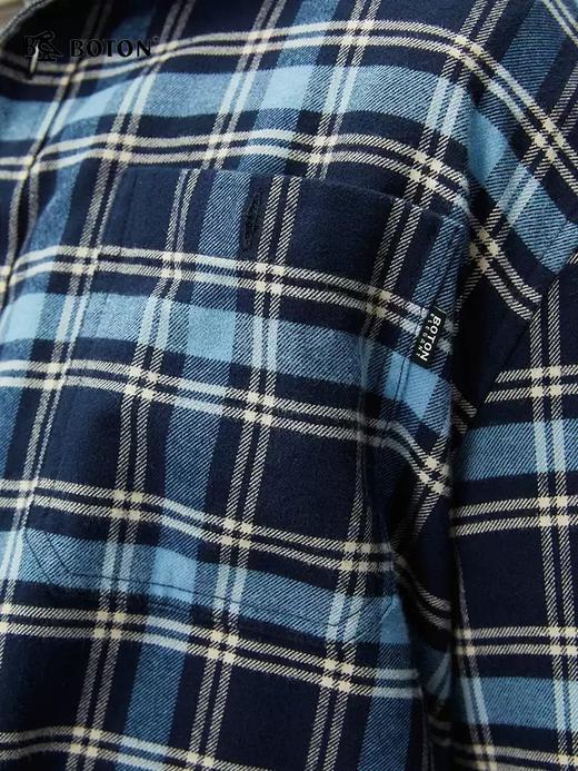 【抗菌防臭】波顿男士春冬秋季磨毛格子长袖衬衫修身休闲舒适衬衣MS131325 商品图4