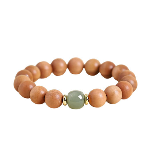 丁摩 天然野生老桃木手串【护主身】女和田玉转运珠本命年男款文玩佛珠手链5ZF-08 商品图4