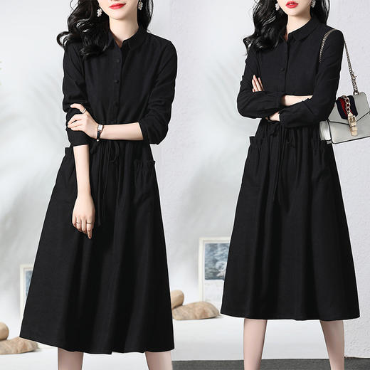 丁摩 连衣裙女新款春秋长袖贵夫人品牌高端洋气中年裙子5ZF-826 商品图1
