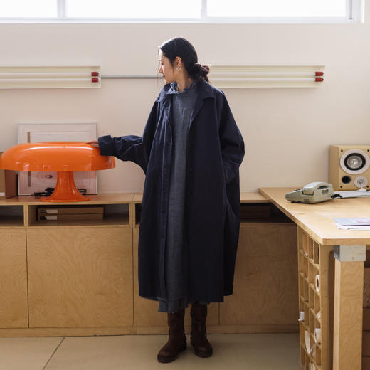 绽放796朵/蓝图风衣·进口长绒棉廓形感连身袖落肩长袖风衣外套女 商品图1