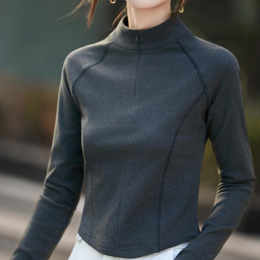 百媚生 半拉链打底女T恤瑜伽服立领保暖上衣JR-ND09-40 商品图1