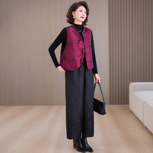 百媚生 轻国风盘扣无袖立领外搭新中式马甲2916 商品图1