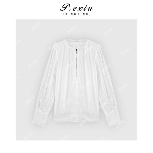 04-1潘依绣丁丁宠粉工装风半拉链圆领衬衣 Q45065 商品图0