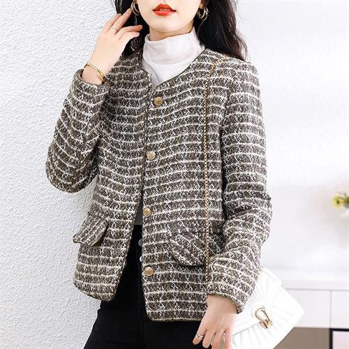 丁摩 优雅小香风呢外套女春秋季韩版修身显瘦短款长袖上衣外套5ZF-66907 商品图0