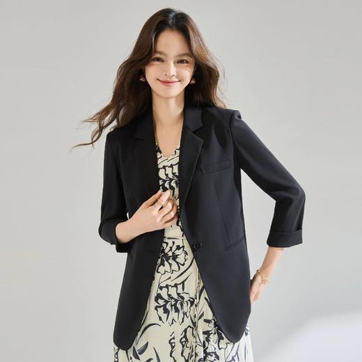 「高货sh」全新升级【铂金会员284/天猫379/差价95】(21903)洛诗琳通勤七分袖西装2026春季新款休闲修身收腰短外套女 商品图0