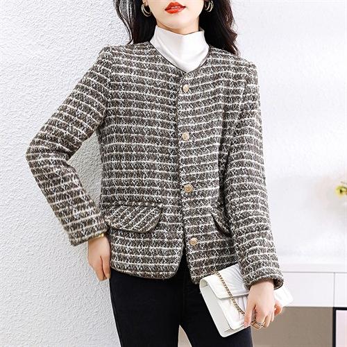 丁摩 优雅小香风呢外套女春秋季韩版修身显瘦短款长袖上衣外套5ZF-66907 商品图3