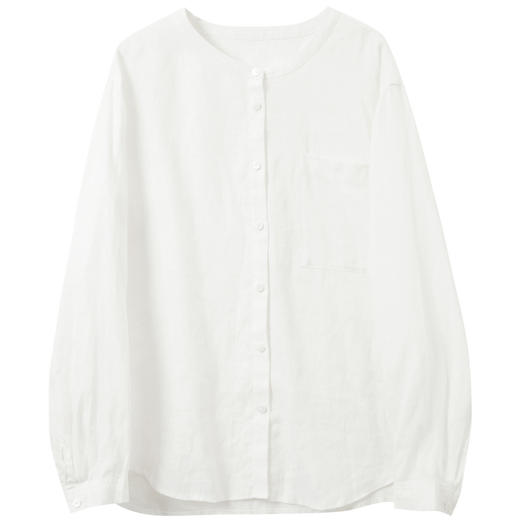 【100亚麻】三彩2026春季新款长袖衬衫衬衣宽松气质小衫通勤简约S 商品图4