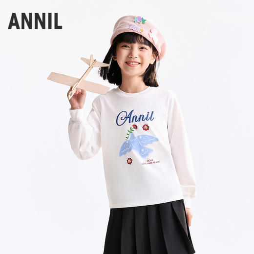 女童圆领长袖T恤春季新款安奈儿童装EG611740 商品图0