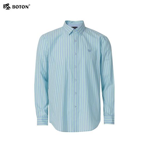 波顿男士春夏季长袖衬衣 蓝绿条纹纯棉舒爽百搭款MS093125 商品图5