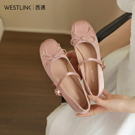 西遇浅口粗跟玛丽珍女鞋2026新款春季一字扣带芭蕾风百搭中跟单鞋V0166272 商品图2