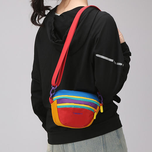 丁摩 时尚多巴胺撞色腰包男女同款户外运动登山便携防水尼龙斜挎胸包5ZF-3005 商品图0