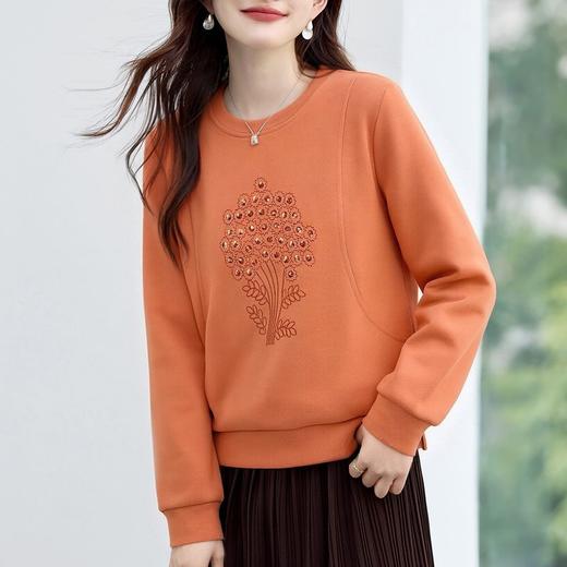 百媚生 棉质套头圆领正肩女士卫衣T恤XS82610089 商品图0