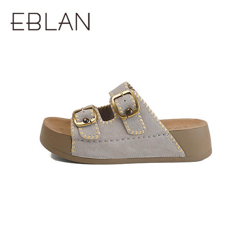 【上新】伊伴2026夏季松弛感波嬉风复古美拉德增高勃肯凉拖鞋B26315803 商品图1