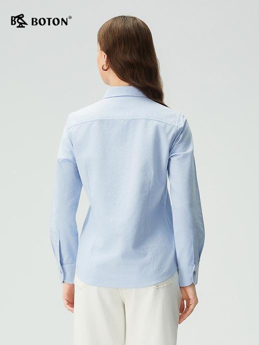 波顿女士秋冬季翻领净色磨毛长袖衬衫合身舒适百搭衬衣LS102325 商品图2