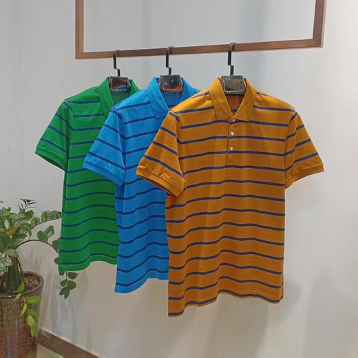 夏季男装间条纯棉翻领短袖恤衫  17WD-04* 商品图0