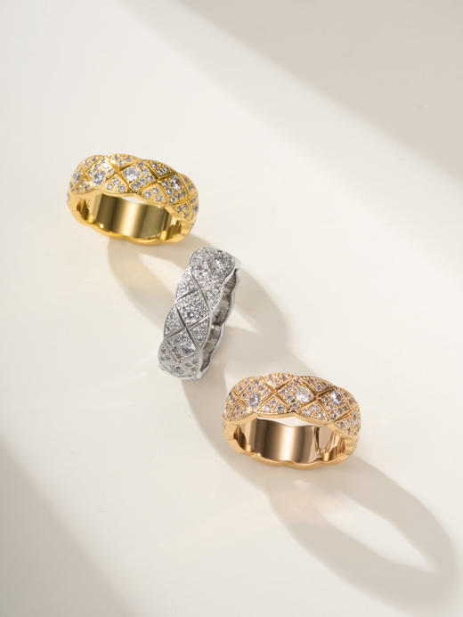 Chanel香奈儿戒指宽版菱格全满钻戒指（XJ） 商品图0