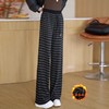 丁摩 条纹阔腿裤女春夏新款抽绳松紧高腰显瘦慵懒宽松拖地裤子5ZF-1785 商品缩略图0