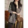 百媚生 圆领长袖套头宽松复古日系格子拼接假两件卫衣女W26S23463 商品缩略图3