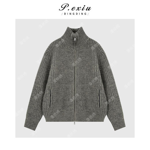 PanYiXiu/潘依绣羊毛慵懒风粗针软糯双拉链立领长袖针织开衫L2792 商品图0