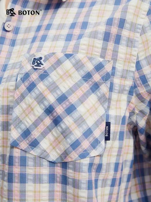 波顿女士春夏季蓝粉白色格子长袖衬衫高端美式休闲纯棉衬衣LS062125 商品图4