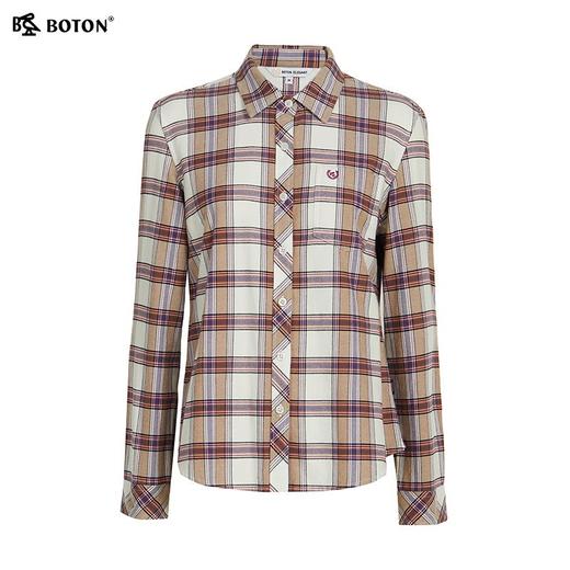 波顿女士秋冬季纯棉磨毛长袖衬衫合身显瘦休闲长袖衬衣LS095325 商品图4