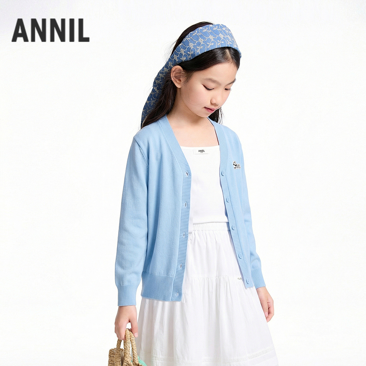 男女童针织开衫春季新款安奈儿童装EM614700