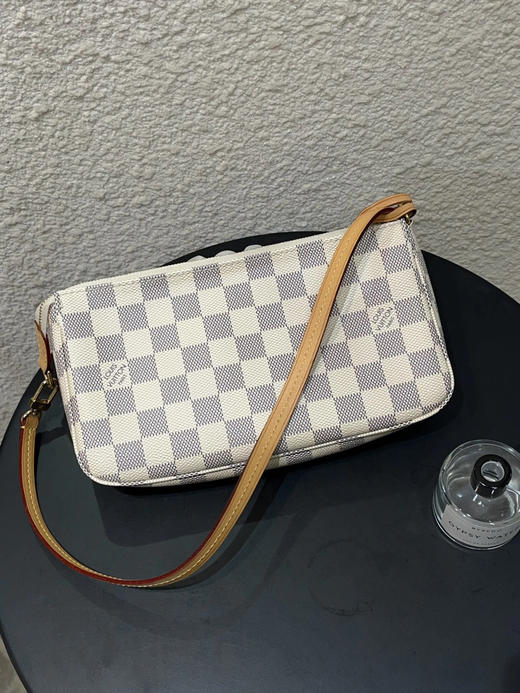 Lv 白棋盘格 大号 麻将 腋下包 商品图0