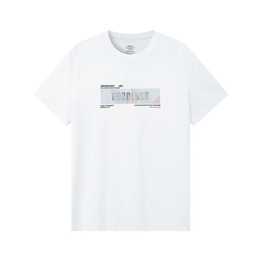 【棉混纺】德鲨鲨鱼白色短袖圆领T恤男2026夏季新款打底衫 商品图1