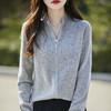 丁摩 100%纯羊毛点子纱拉链开衫女ZM-086-75 商品缩略图3