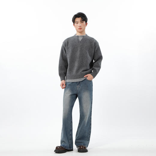 含羊毛假两件小V领毛衣-纪念日百货门店同款169450576 商品图3