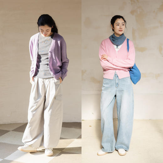 特绽放076朵/糖果针织衫·全羊毛v领开襟针织衫女春新款针织开衫 商品图2