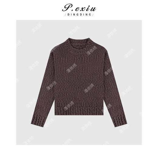 A008潘依绣丁丁宠粉英伦风慵懒感粗针圆领毛衣 Q12070 商品图0