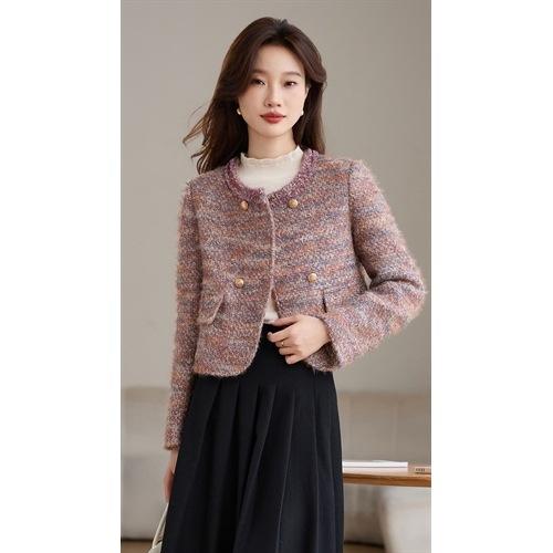 丁摩 粗花毛呢小外套超短款外搭加棉女装上衣气质小香风裙裤百搭款5ZF-17200 商品图4