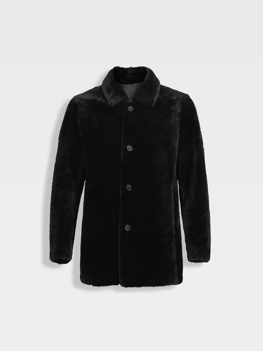 callisto黑色羊毛皮翻领皮草 商品图0