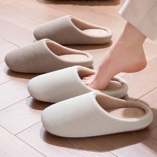 雀说 日系条纹拖鞋男女春秋静音保暖室内软底透气家居鞋MT-6502 商品图3