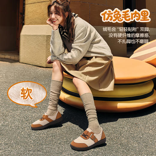 Pansy 2026年勃肯鞋女鞋超轻舒适拼色圆头百搭加绒保暖休闲鞋HD4301 商品图4