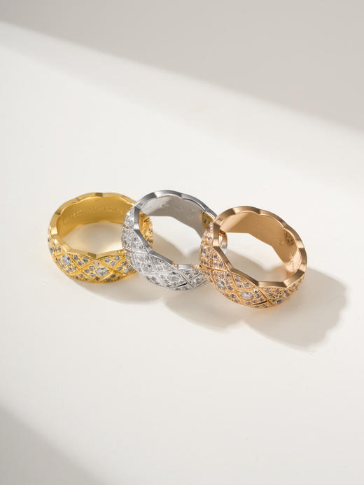 Chanel香奈儿戒指宽版菱格全满钻戒指（XJ） 商品图1