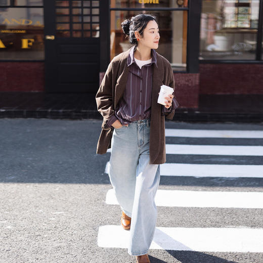 特绽放072朵/"黑马"牛仔裤·宽松帅气廓形感水洗牛仔长裤女阔腿裤 商品图1