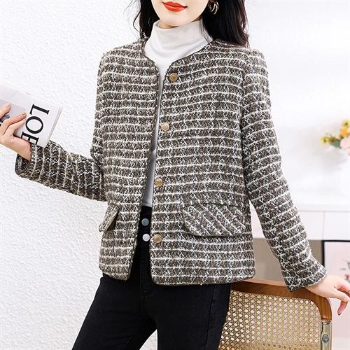 丁摩 优雅小香风呢外套女春秋季韩版修身显瘦短款长袖上衣外套5ZF-66907 商品图4