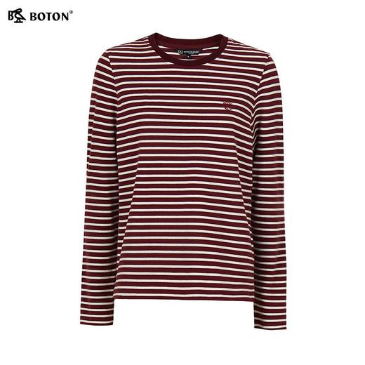 波顿女士秋冬海军风条纹圆领通勤百搭长袖针织衫LT351325 商品图5