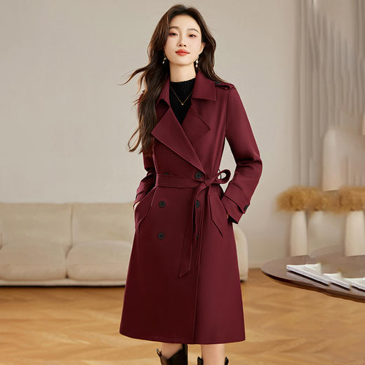 丁摩 超好看风衣外套女春秋新款时尚收腰显瘦中长款英伦风大衣5ZF-2911 商品图1