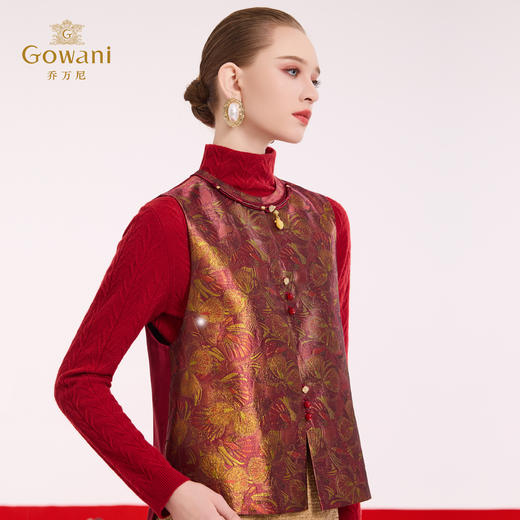 乔万尼2026新品新中式提花盘扣拼接设计马甲EK1H503105 商品图1