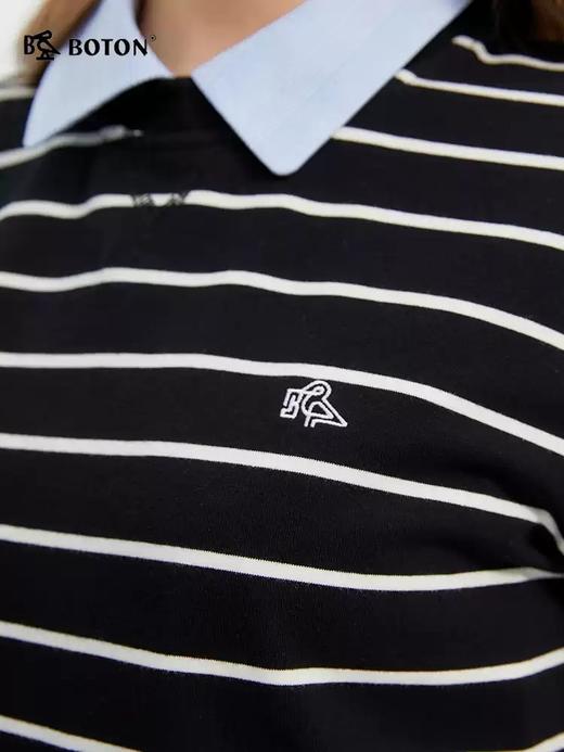 波顿女士春秋季圆领条纹卫衣长袖套头针织衫LT329125 商品图4