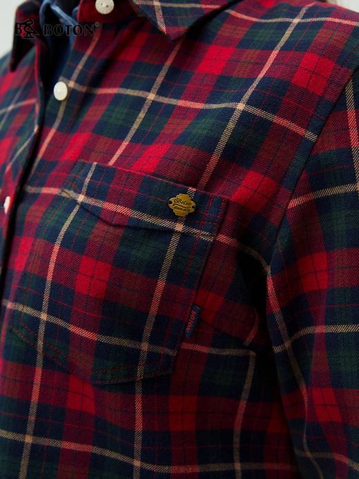 【抗菌防臭】波顿女士秋冬季苏格兰格纹磨毛长袖衬衫通勤休闲衬衣LS088325 商品图4